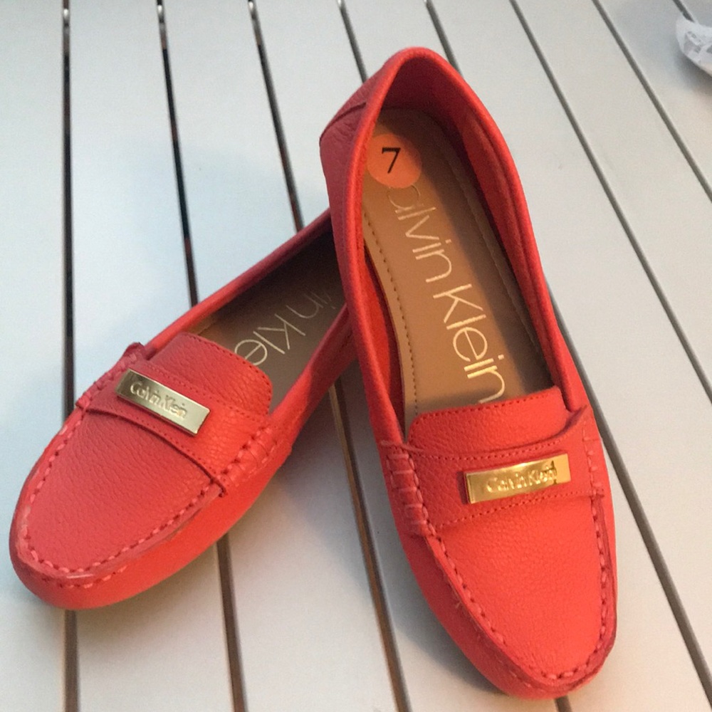 Coral Calvin Klein loafers